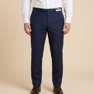 TMG Dress Pants Men's 42W Midnight Blue Polyester Viscose Flat Front